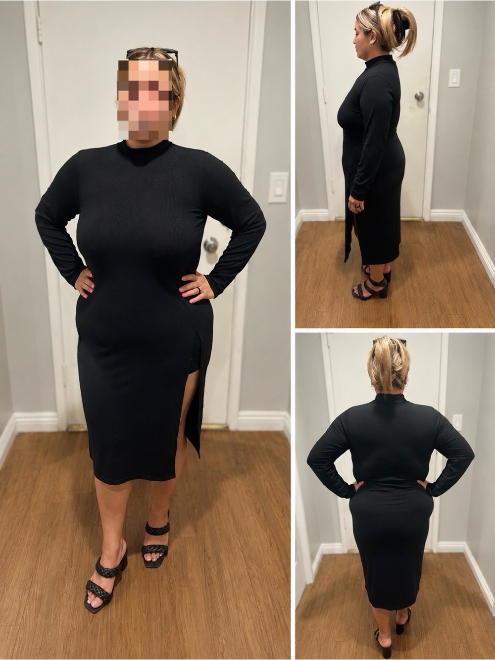 Torrid Black Long-Sleeve Midi Dress with Side Slit